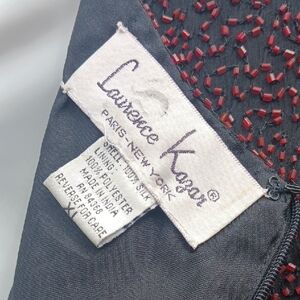 Lawrence Kazar Black and Red Beaded Blouse/Top  Vintage